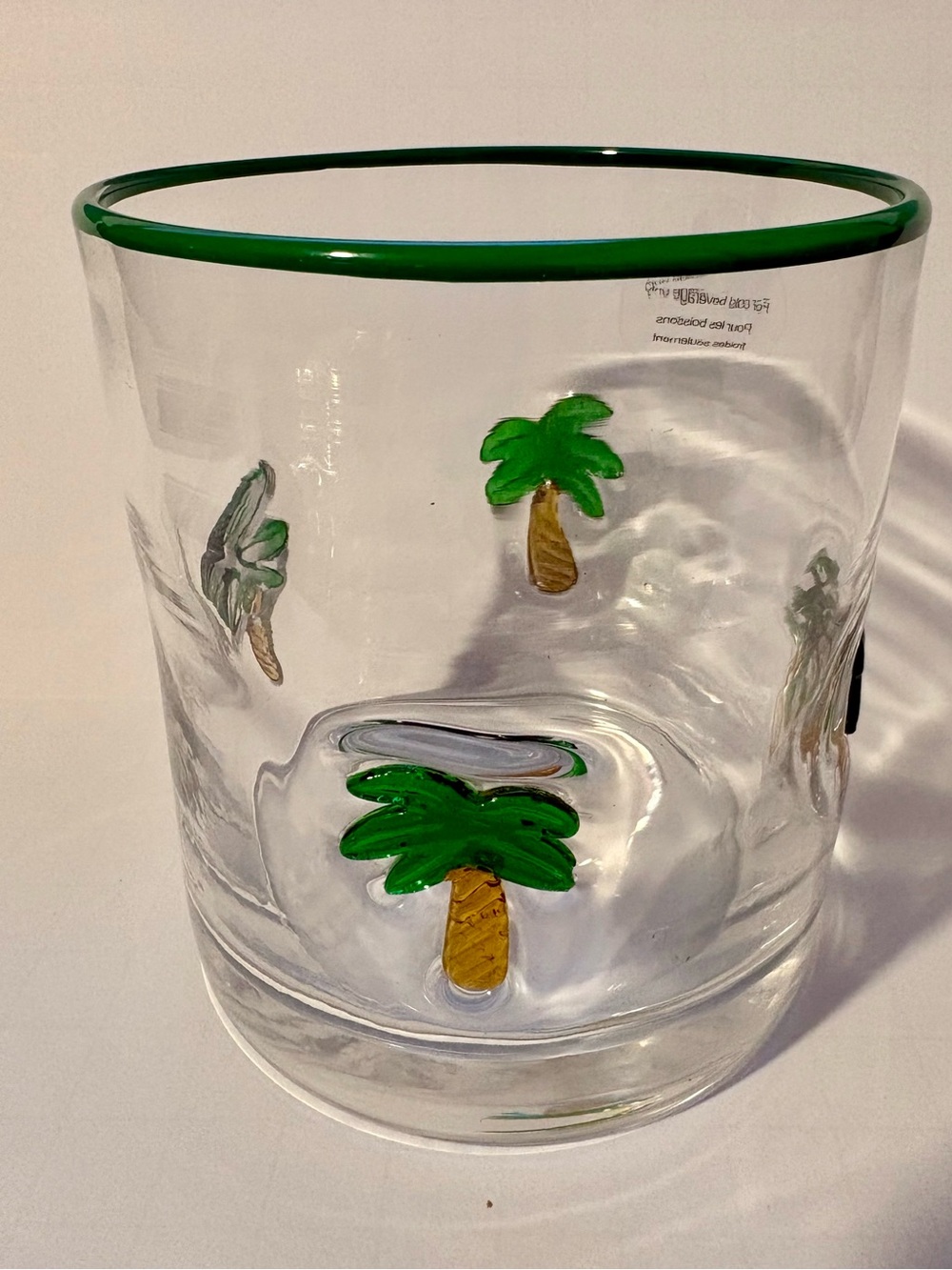 Icon Juice Glass Clear with Green Palm Tree Accents